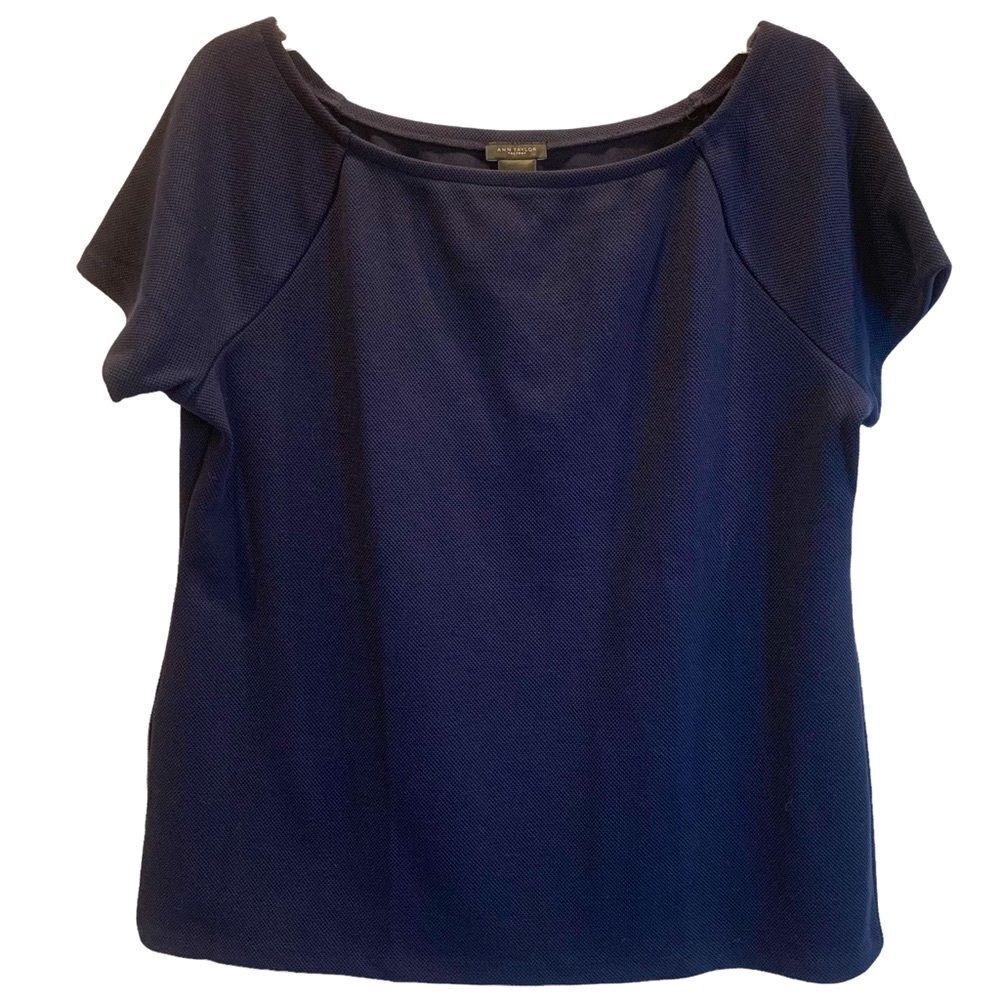 Ann Taylor Factory‎ Navy Blue Polyester/Rayon/Knit Top XL